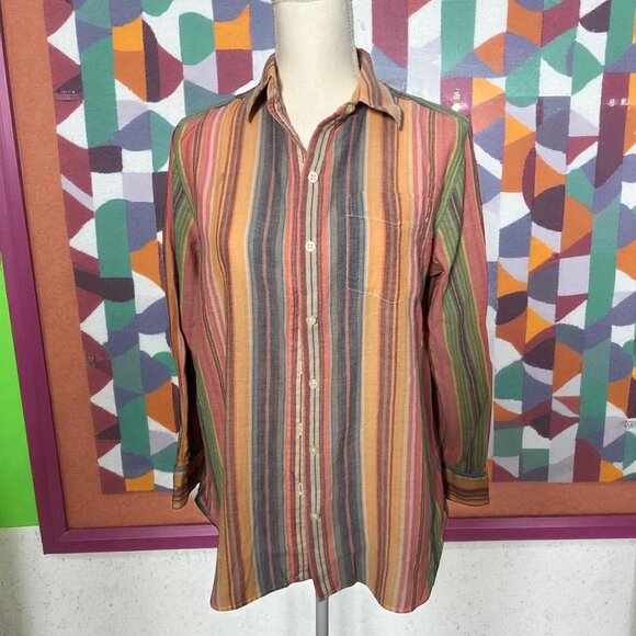 RALPH LAUREN 100% Cotton Striped Button Down Shirt Size XS - Picture 1 of 7